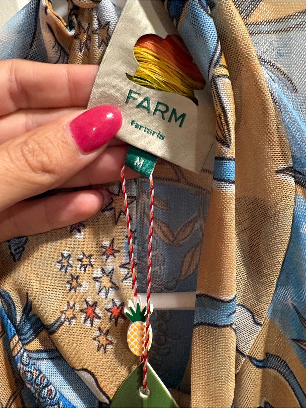 FARM Rio Mystic Sand Long Sleeve Dress M/L - Picture 3 of 5